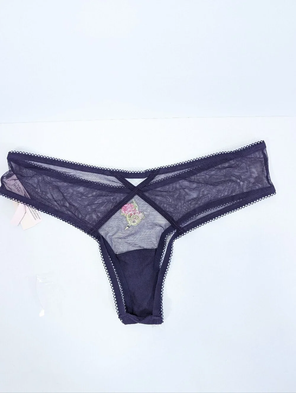 Victoria's Secret Open Back Panty Medium Women Sheer Cheeky snake floral VS
